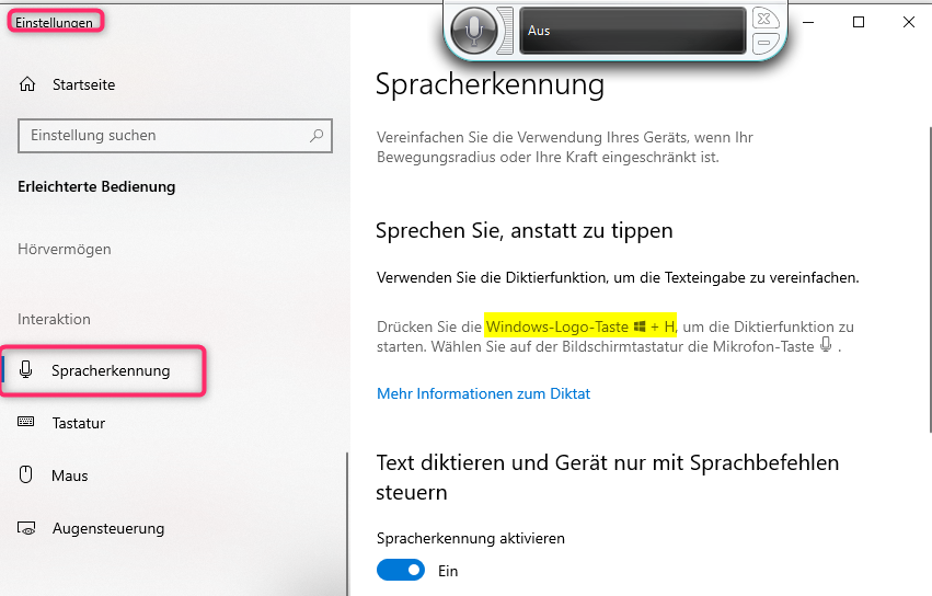 Windows10-Spracherkennung
